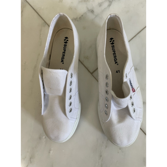 Superga Women’s Size 9.5 White Canvas Platform Fashion Sneakers - Picture 4 of 10